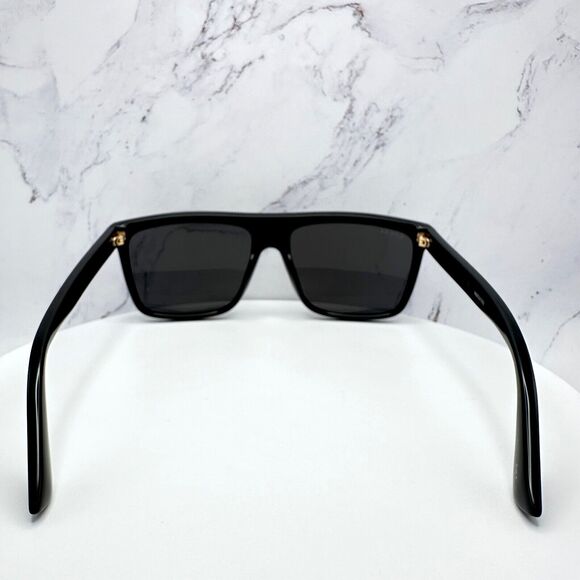 New GUCCI Sunglasses Black Square Aviator Gold Plate Engraved Logo Web Arm GUCCI - Picture 15 of 16